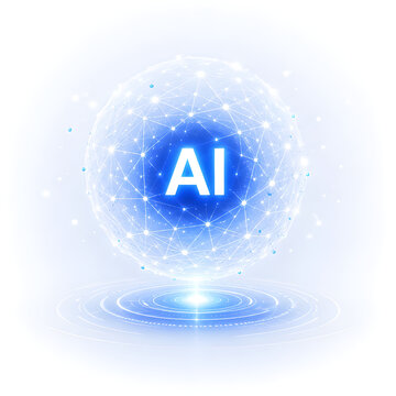 Artificial Intelligence Core in Glowing Digital Mesh Network