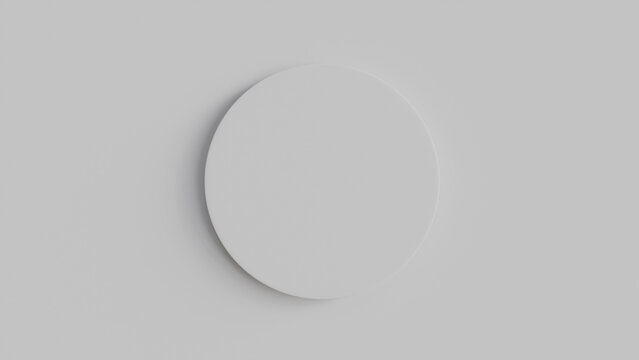 Blank white round sheet of paper on white background with shadow used as note template, round sticker as template