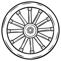 Fototapeta premium Classic Wagon Wheel Wooden Spokes Round Transportation Element