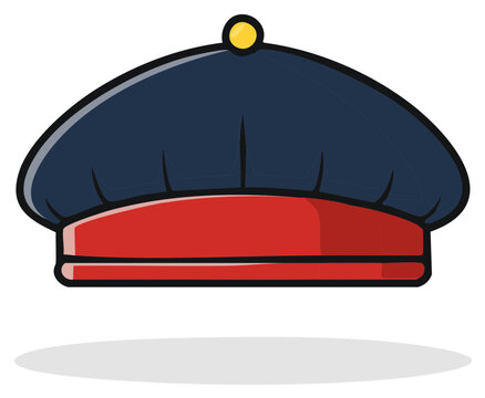 Classic Blue and Red Uniform Cap Cartoon Style Illustration
