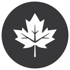 Obraz premium Maple leaf silhouette inside circular background, Canadian symbol in monochrome, graphic representation
