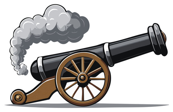 Cartoon Cannon Firing Smoke Decorative Element