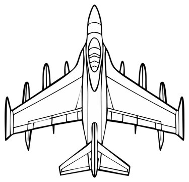 Top View Outline Illustration of a Modern Aircraft with Winglets
