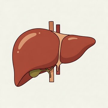 Liver anatomy with gallbladder illustration.