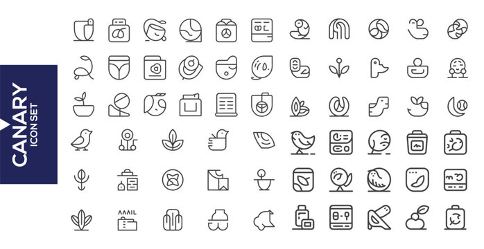 Canary Icon Set: A comprehensive collection of clean, modern icons in a minimalist linear style, suitable for various design applications, presenting a versatile and adaptable visual toolkit.