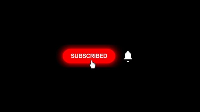 Subscribe and Reminder Button Animation, Subscribing Animation, Animated Subscribe Button on Transparent Screen (With Glow) | 4K