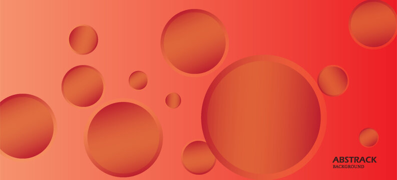 Abstract red background with dynamic circles, smooth orange gradients, glossy transparent bubble shapes, modern geometric wallpaper design.