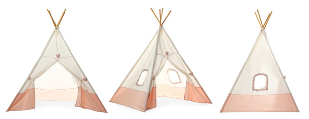 Cute wigwam for children isolated on white, set © New Africa