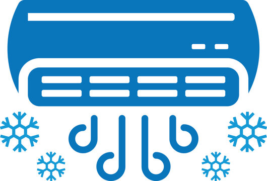 Air Conditioner Icon Cooling System HVAC Symbol Minimal Blue Climate Control Illustration