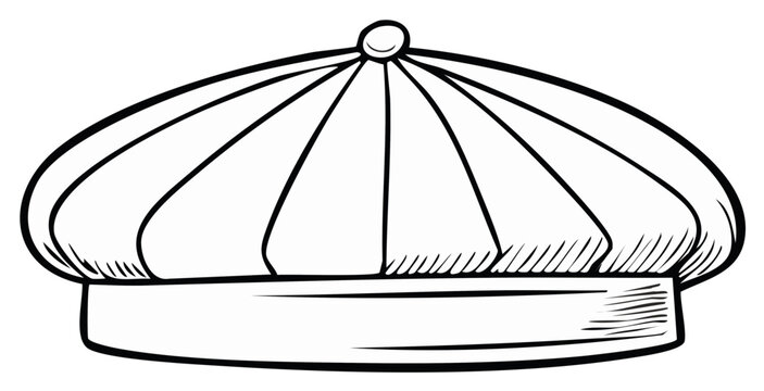 Hand-drawn sketch of a classic flat cap or newsboy hat, a vintage headwear accessory.