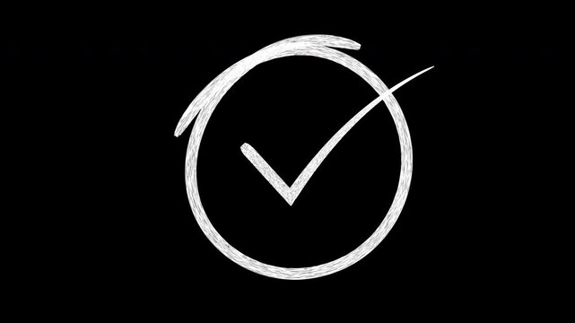 Hand-drawn checkmark animation in circle style for ui ux and task completion tick