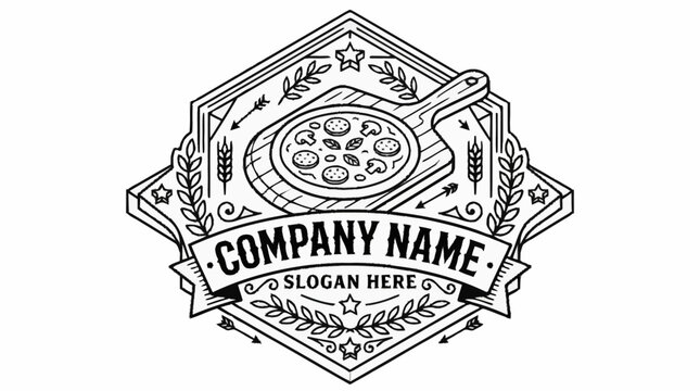 Pizza Company Logo Design with Rustic Emblem Style.