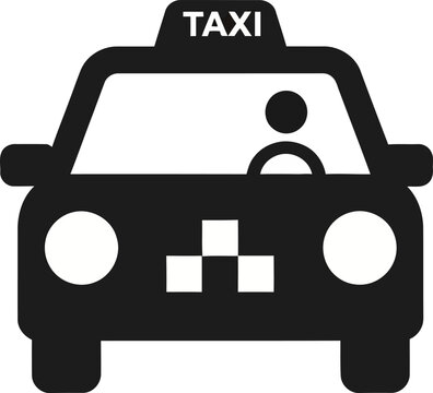 Black and white taxi vehicle icon.