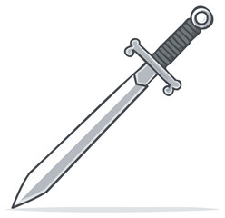 Naklejka premium Cartoon illustration of a shiny metal sword on white background