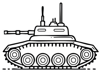 Naklejka premium Black and white illustration of a tank, ready for action.