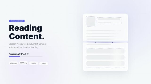 AI Document Scanning and OCR Processing Animation with Progress Bar