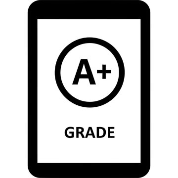 A plus grade icon, excellent score symbol, vector grade A+, education evaluation mark