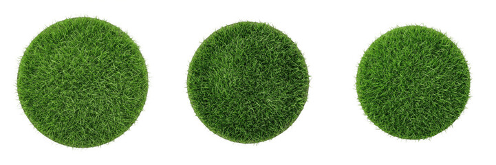 Green artificial grass turf round circle mat patch lawn field nature texture garden floor © kulan