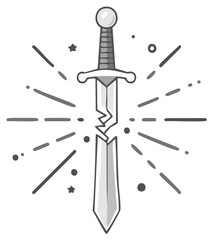 Fototapeta premium Line Art Depicting a Broken Sword Symbolizing Weakness and Destruction