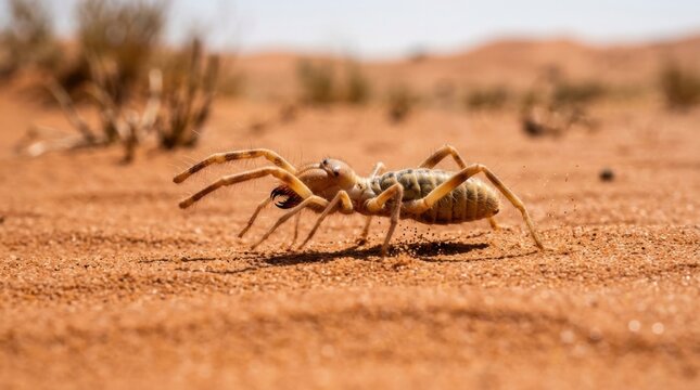 Desert Solifugae - A Close-Up View of a Sun Spider in Arid Terrain.