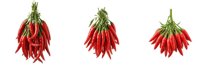 Bunch of hot red chili peppers spicy food ingredient cayenne bunch market harvest organic © kulan