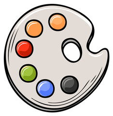 Fototapeta premium Artist's Wooden Paint Palette with Colorful Oil or Acrylic Paints