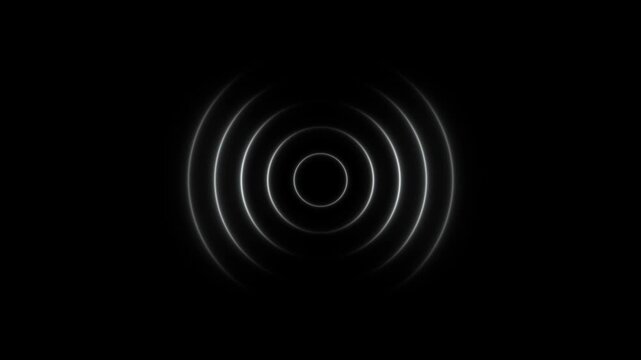 Pulsing white concentric circles abstract background, rhythmic motion for technology and digital communication