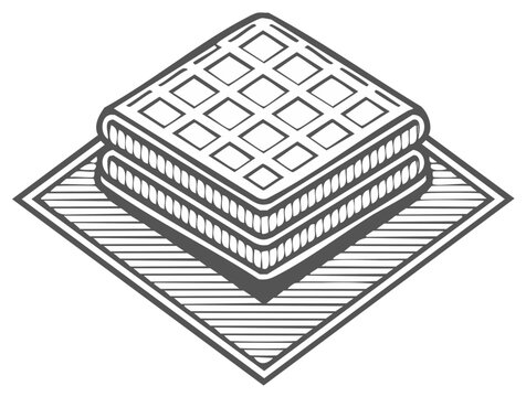 Isometric line art illustration of stacked quilted mattresses