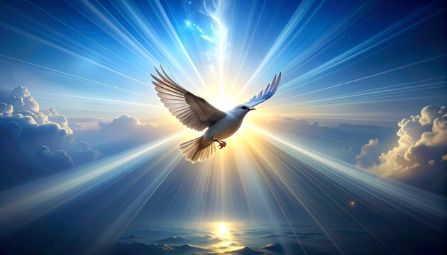 Flying Dove in Sunlight
