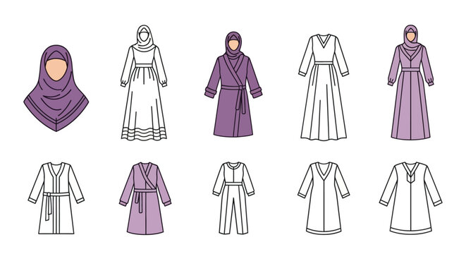 Traditional Middle Eastern female clothing designs.