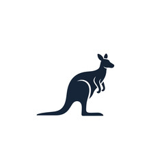Black silhouette of a kangaroo standing. © mcki