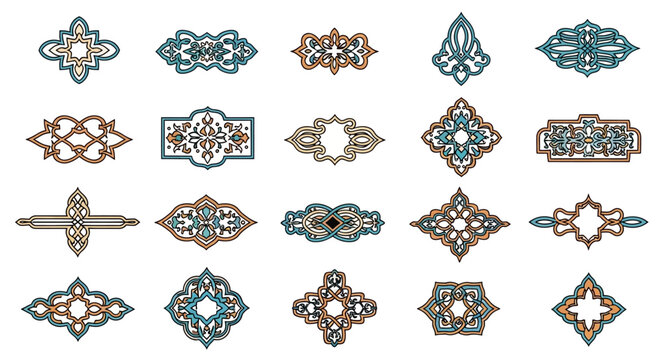 Collection of ornate decorative shapes.