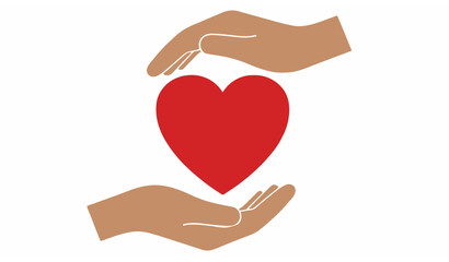 Obraz premium Minimal hands holding heart vector illustration isolated on transparent background showing love care and kindness