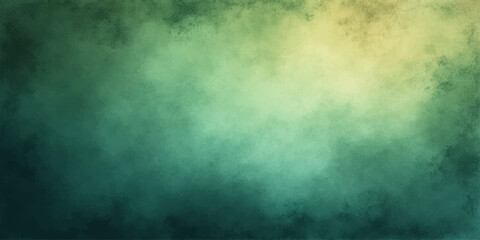Abstract green grunge background with dark blue smoke and mist texture against a stormy sky backdrop © RASEL