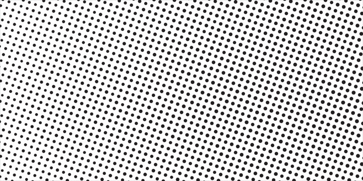 Seamless dotted repeated texture. Black and white polka dot pattern. Repeating endless dots texture. All over halftone wallpaper. Regular grid background. Vector textile or fabric swatch template