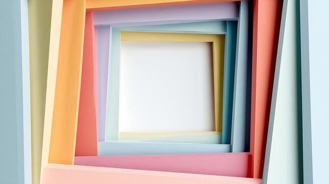multilayered colorful paper frame background with copy space