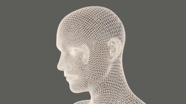 4K Seamless Loop 3D Rendered Illustration of Human Head: Artificial Intelligence AI Tech Brain Motion