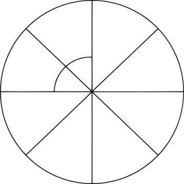 Black and white geometric circle diagram with segments