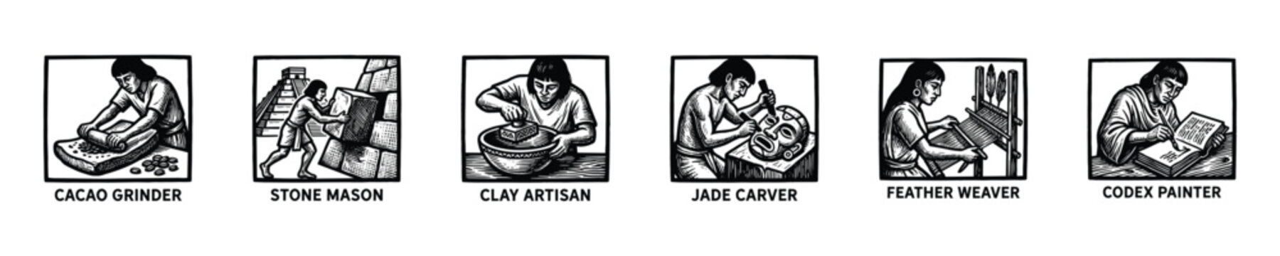 Ancient Mesoamerican artisans engaged in diverse traditional crafts and trades