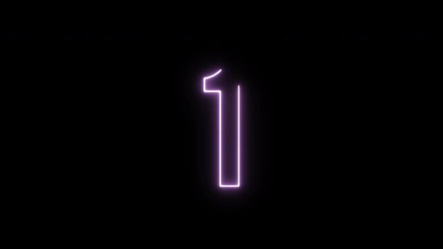 Modern purple neon 5 to 1 second digital countdown timer in 4K with alpha channel and transparent background. Perfect for preloaders, intros, tech videos, and motion graphics.