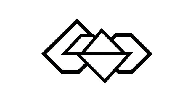 Abstract geometric shape logo design with sharp angles.