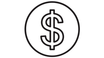 Obraz premium Dollar sign icon inside a circular badge with bold black outline on a clean white background featuring currency symbol, finance logo, banking with
