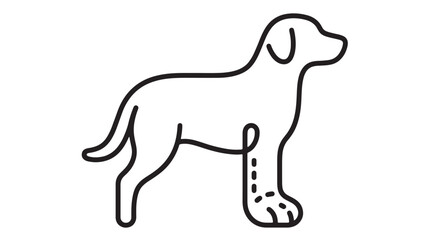 Fototapeta premium Dog paw icon with outline style, medical first-aid bandage symbol on the foot for pet health and care promotion