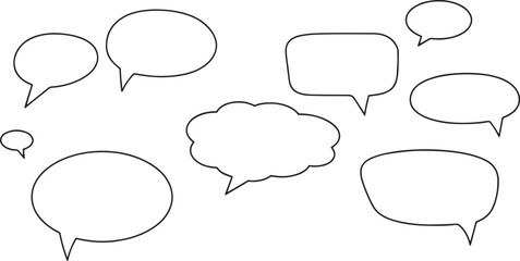 Fototapeta premium Collection of black outline speech bubbles on white