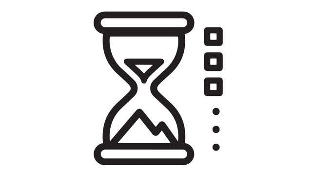 Hourglass icon with step blocks and dots for pro time management, productivity, and process scheduling illustration