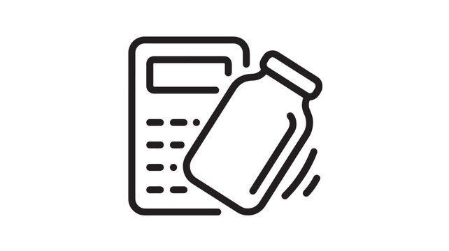 Calculator icon with document lines, simple linear outline style for math and education concepts