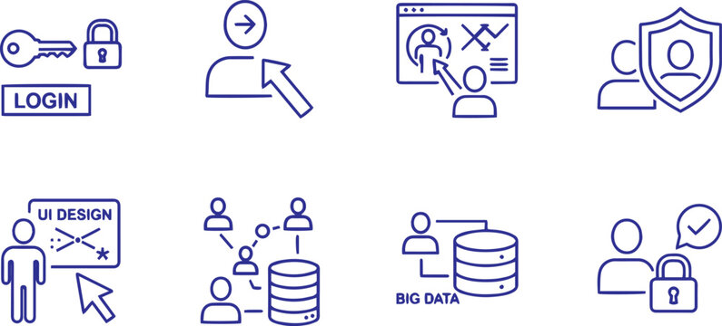 Business Data Analytics and User Privacy Protection Icons
