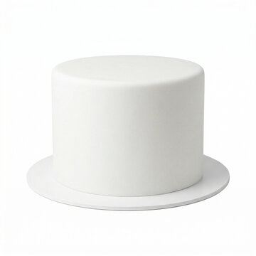 White round cake on a plain cake board in a minimalist style  