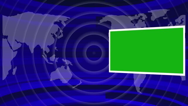 Breaking News Template intro for TV broadcast news show program with breaking news text against global spinning earth cyber and futuristic style. Green screen breaking news template with radio waves