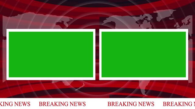Background for breaking news. Breaking News - Lower third live breaking news background green screen and seamless looping ticker. Breaking news backdrop graphics panel radio waves radar screen 4k